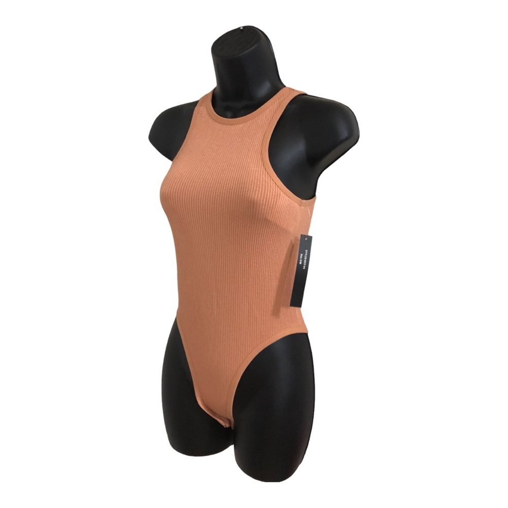 Orange tan racerback ribbed stretch sleeveless bodysuit size S/M new